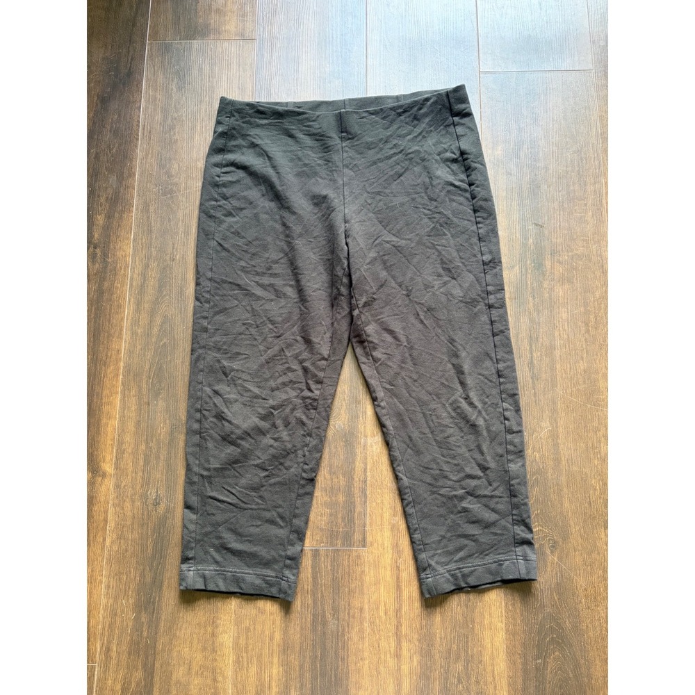 Pure Jill Slim-Leg Cropped Pants Black Pima Cotton Modal Stretch Size M